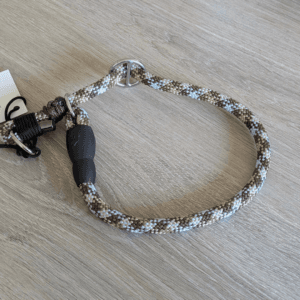 Touwhalsband Quick-Slip met Veiligheidsstop! Mocca/blauw