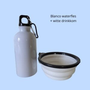 Drinkfles (400ml) en inklapbare kom BLANCO