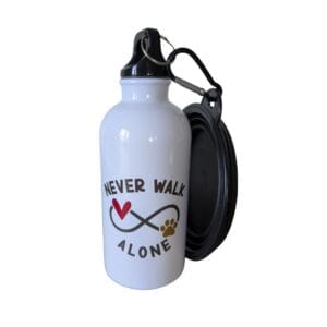 Drinkfles (400ml) en inklapbare kom Never walk alone (350ml)